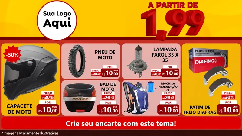 Modelo de TV para TV Horizontal com o tema A Partir de Um e Noventa e Nove - 1,99 para Moto peças