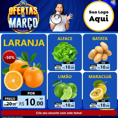Modelo de Rede Social para Feed Facebook com o tema Ofertas de Março para Hortifrúti