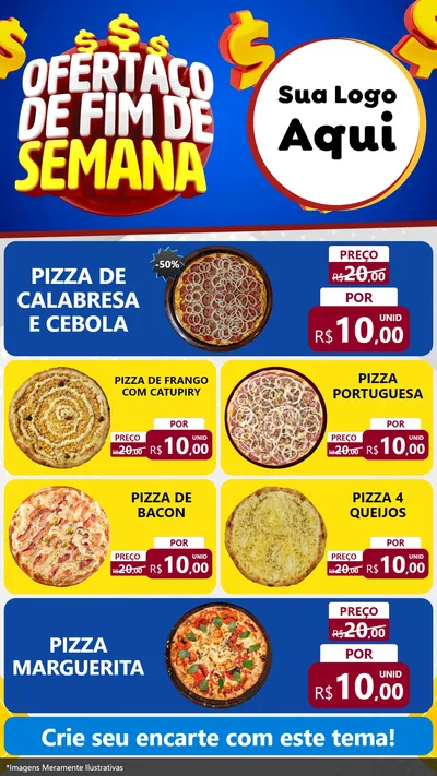 Modelo de TV para TV Vertical com o tema Ofertaço de Fim de Semana para Pizzaria