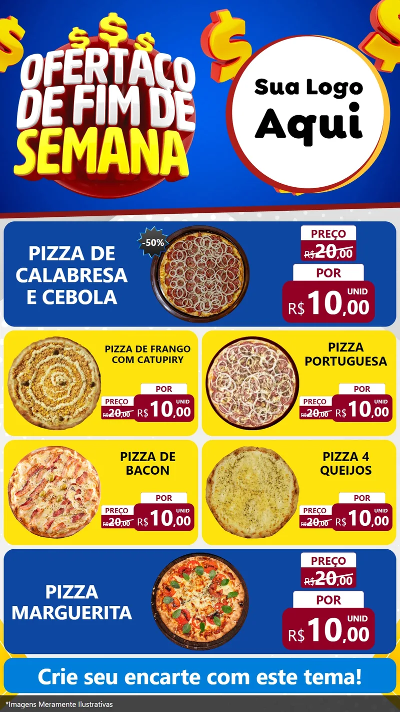 Modelo de TV para TV Vertical com o tema Ofertaço de Fim de Semana para Pizzaria