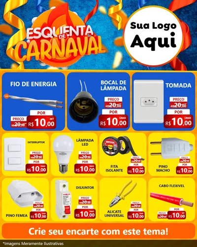 Modelo de Rede Social para Feed Instagram com o tema Esquenta de Carnaval para Materiais Elétricos