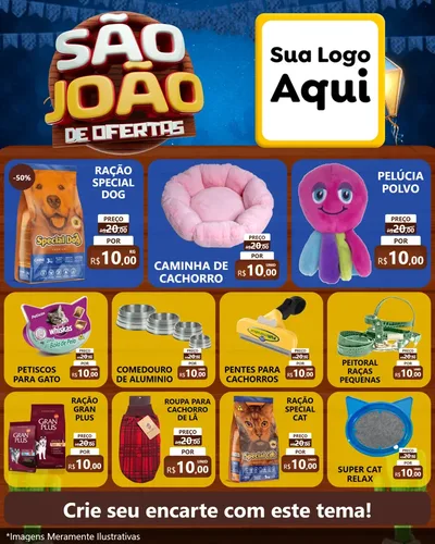 Modelo de Rede Social para Feed Instagram com o tema São João Ofertas Imbatíveis! - Junina para Pet Shop