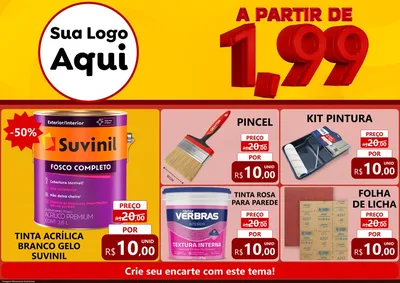 Modelo de Encarte para Encarte A4 Horizontal com o tema A Partir de Um e Noventa e Nove - 1,99 para Tintas e Ferramentas