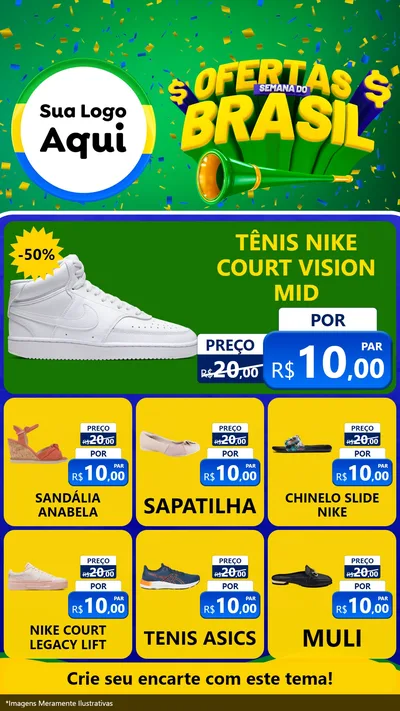 Modelo de Rede Social para Stories com o tema Ofertas Semana do Brasil para Calçados