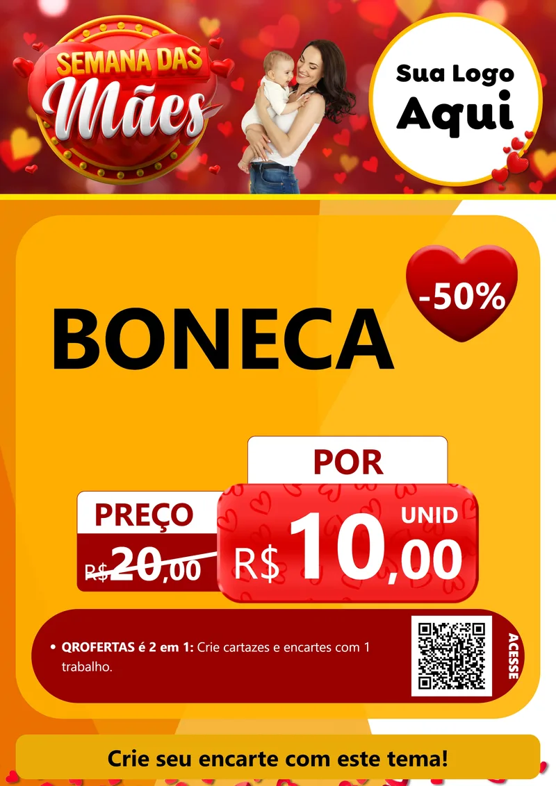 Modelo de Cartaz para Cartaz A4 Vertical com o tema Semana das Mães para Brinquedos