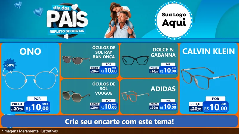 Modelo de TV para TV Horizontal com o tema Dia Dos Pais Repleto de Ofertas para Óticas