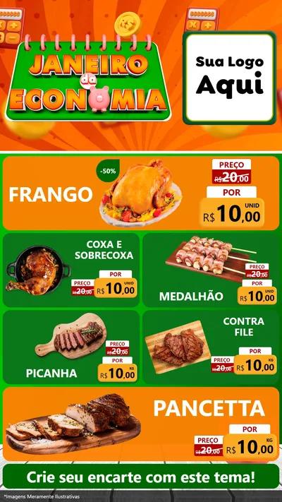 Modelo de TV para TV Vertical com o tema Janeiro da Economia para Assados
