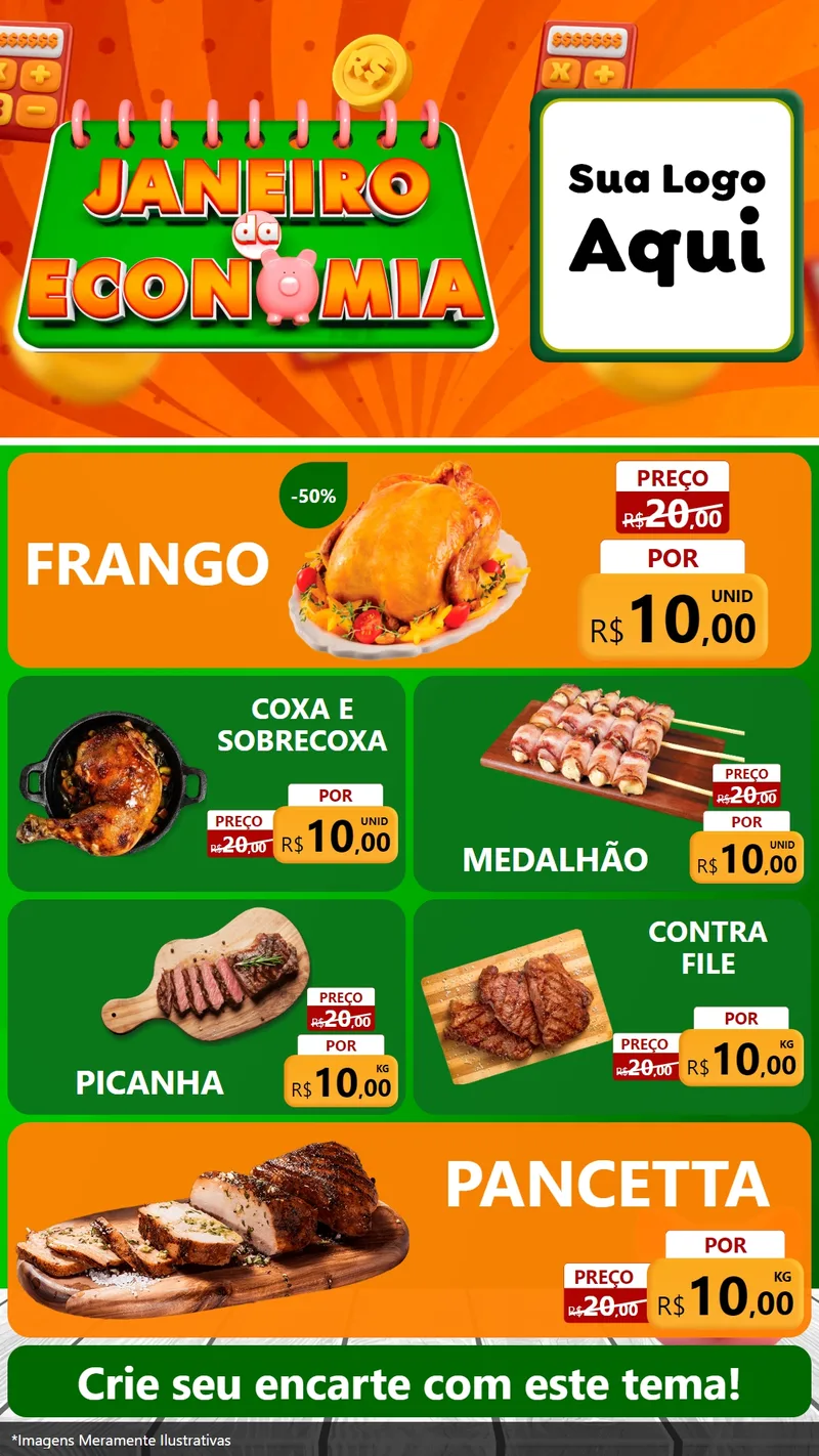 Modelo de TV para TV Vertical com o tema Janeiro da Economia para Assados