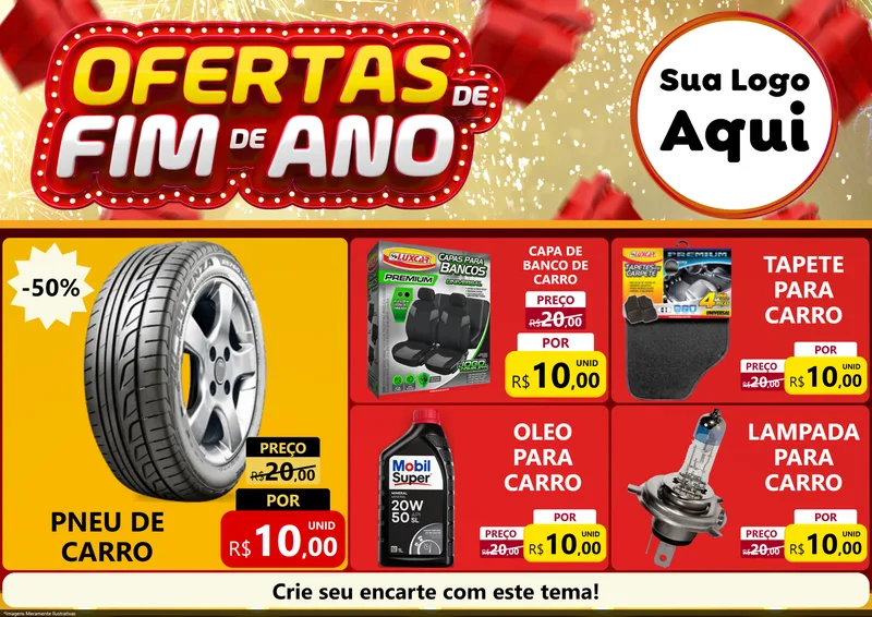 Modelo de Encarte para Encarte A4 Horizontal com o tema Ofertas de Fim de Ano para Auto peças