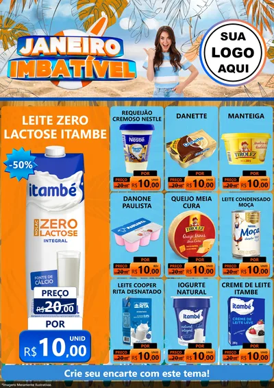 Modelo de Encarte para Encarte A4 Vertical com o tema Janeiro Imbatível para Frios e Laticínios