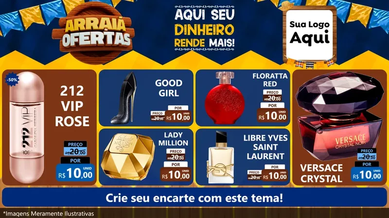Modelo de TV para TV Horizontal com o tema Arraiá de Ofertas - Junina para Perfumes