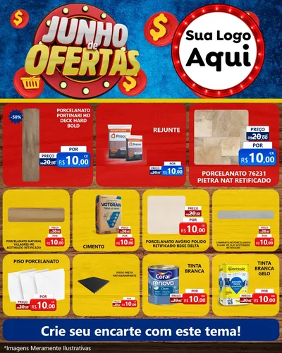 Modelo de Rede Social para Feed Instagram com o tema Junho de Ofertas para Pisos e revestimentos