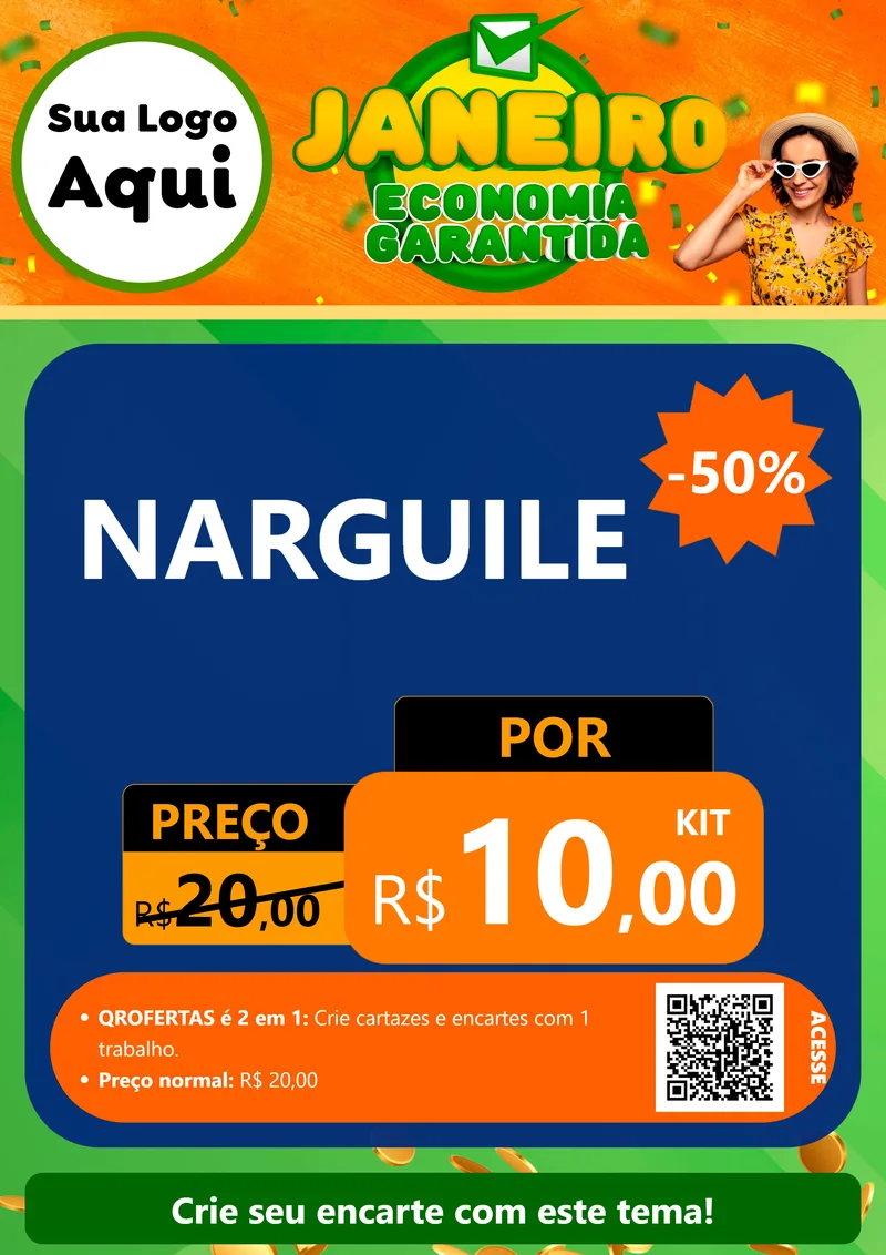 Modelo de Cartaz para Cartaz A4 Vertical com o tema Janeiro - Economia Garantida para Tabacaria