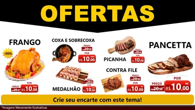 Modelo de TV para TV Horizontal com o tema Ofertas Preto e Vermelho Cartaz para Assados