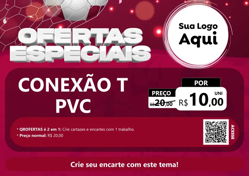 Modelo de Cartaz para Cartaz A4 Horizontal com o tema Ofertas Especiais - Futebol para Tubos e conexões