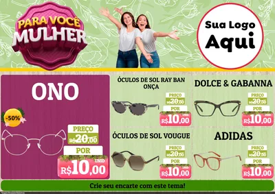 Modelo de Encarte para Encarte A4 Horizontal com o tema Para Você Mulher para Óticas