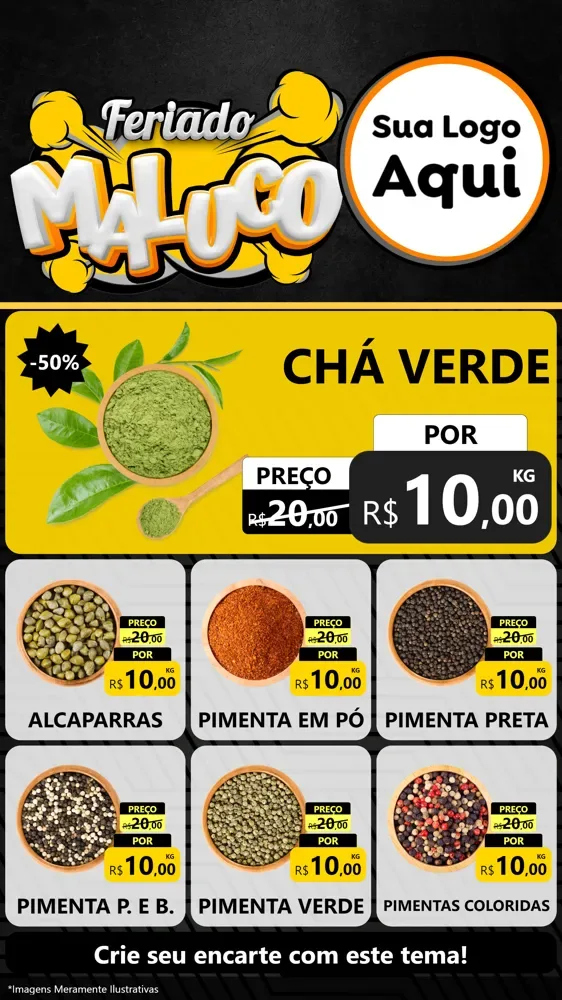 Modelo de Rede Social para Stories com o tema Feriado Maluco para Produtos Naturais