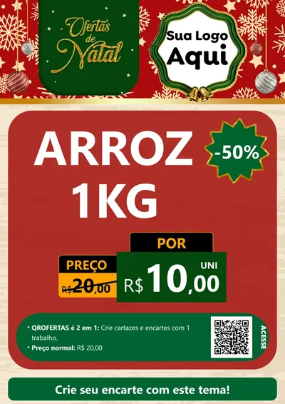 Modelo de Cartaz para Cartaz A4 Vertical com o tema Natal de Ofertas para Supermercado
