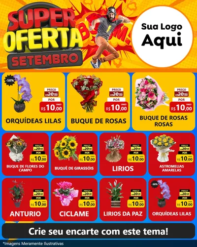 Modelo de Rede Social para Feed Instagram com o tema Super Oferta Setembro para Floricultura e jardim