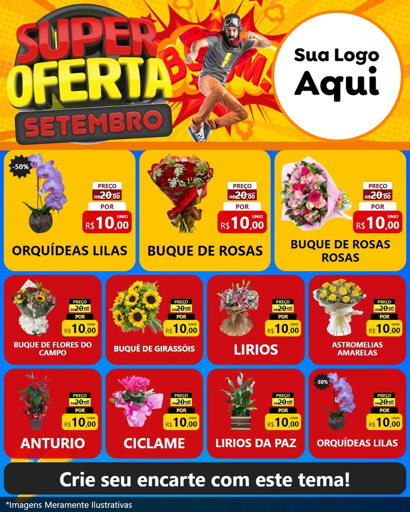Modelo de Rede Social para Feed Instagram com o tema Super Oferta Setembro para Floricultura e jardim