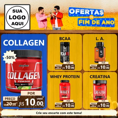 Modelo de Rede Social para Feed Facebook com o tema Ofertas de Fim de Ano para Suplementos alimentares
