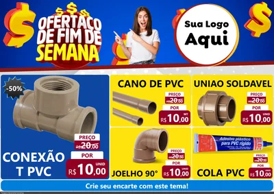 Modelo de Encarte para Encarte A4 Horizontal com o tema Ofertaço de Fim de Semana para Tubos e conexões