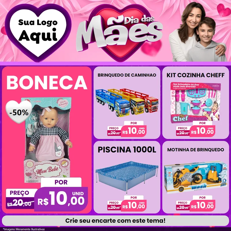 Modelo de Rede Social para Feed Facebook com o tema Dia das Mães para Brinquedos
