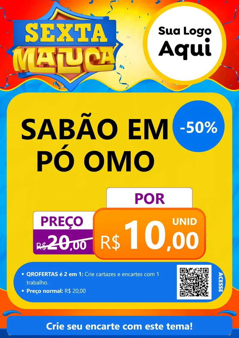 Modelo de Cartaz para Cartaz A4 Vertical com o tema Sexta Maluca para Produtos de Limpeza