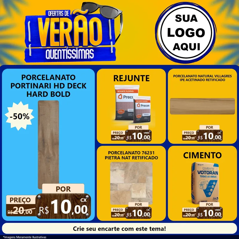 Modelo de Rede Social para Feed Facebook com o tema Ofertas de Verão Quentíssimas para Pisos e revestimentos