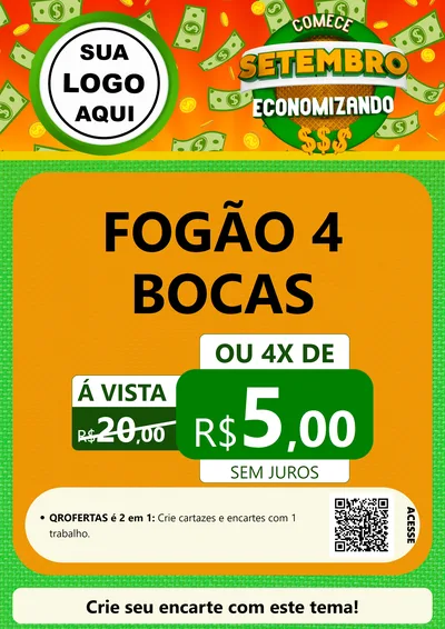 Modelo de Cartaz para Cartaz A4 Vertical com o tema Comece Setembro Economizando para Móveis e Eletro