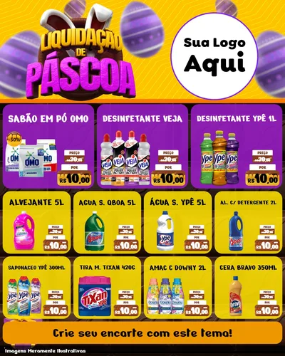 Modelo de Rede Social para Feed Instagram com o tema Liquidação de Páscoa para Produtos de Limpeza