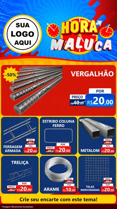 Modelo de Rede Social para Stories com o tema Hora Maluca para Ferragens