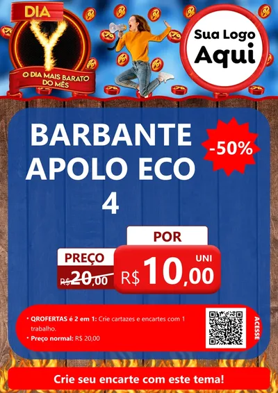 Modelo de Cartaz para Cartaz A4 Vertical com o tema Dia Y - O Dia Mais Barato Do Mês para Armarinho e Aviamentos