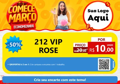 Modelo de Cartaz para Cartaz A4 Horizontal com o tema Comece Março Economizando para Perfumes