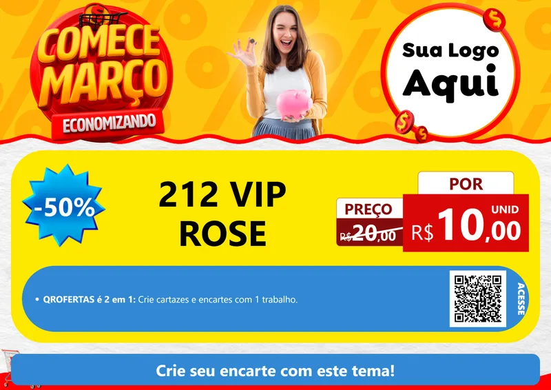 Modelo de Cartaz para Cartaz A4 Horizontal com o tema Comece Março Economizando para Perfumes