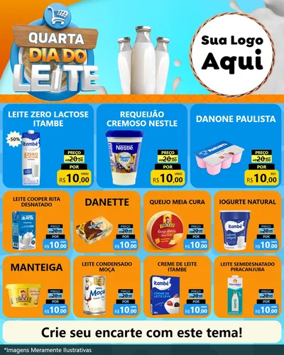 Modelo de Rede Social para Feed Instagram com o tema Quarta Dia do Leite para Frios e Laticínios