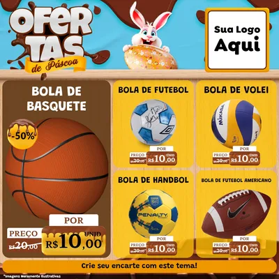 Modelo de Rede Social para Feed Facebook com o tema Ofertas de Páscoa para Artigos Esportivos
