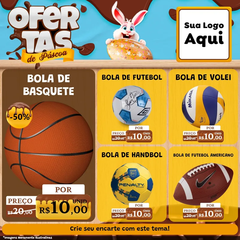 Modelo de Rede Social para Feed Facebook com o tema Ofertas de Páscoa para Artigos Esportivos