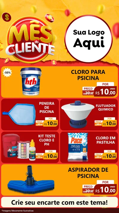 Modelo de TV para TV Vertical com o tema Mês do Cliente para Produtos para Piscina