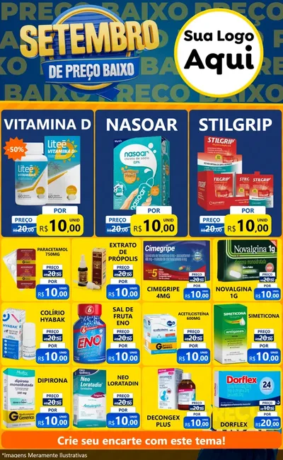 Modelo de Encarte para Encarte Grande com o tema Setembro De Preço Baixo para Farmácia