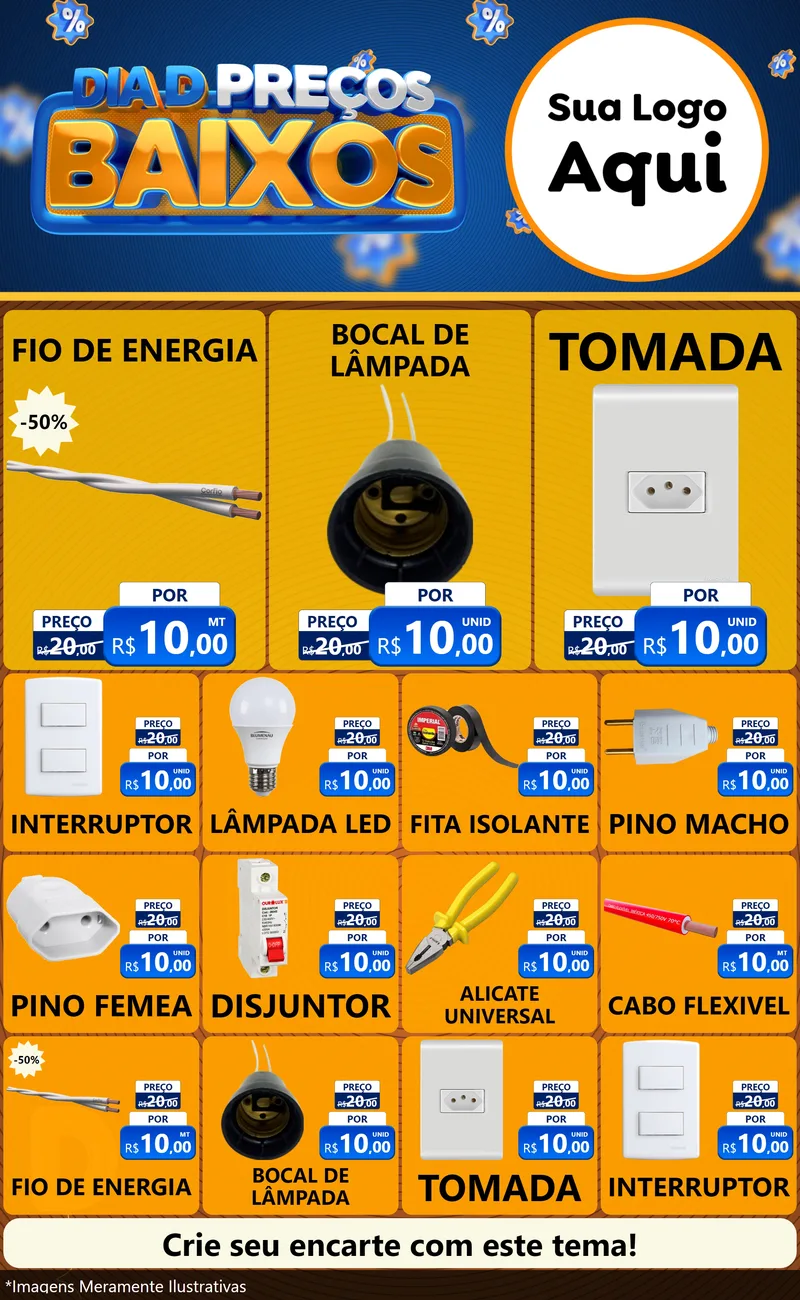Modelo de Encarte para Encarte Grande com o tema Dia D Preço Baixo para Materiais Elétricos