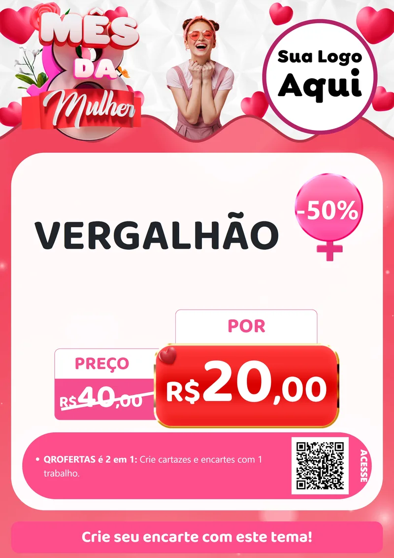 Modelo de Cartaz para Cartaz A4 Vertical com o tema Mês da Mulher para Ferragens