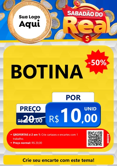 Modelo de Cartaz para Cartaz A4 Vertical com o tema Sabadão do Real para Agropecuária