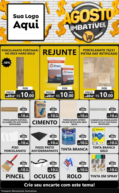Modelo de Encarte para Encarte Grande com o tema Agosto imbatível para Pisos e revestimentos