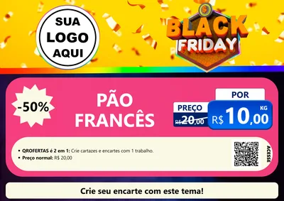 Modelo de Cartaz para Cartaz A4 Horizontal com o tema Black Friday para Padaria