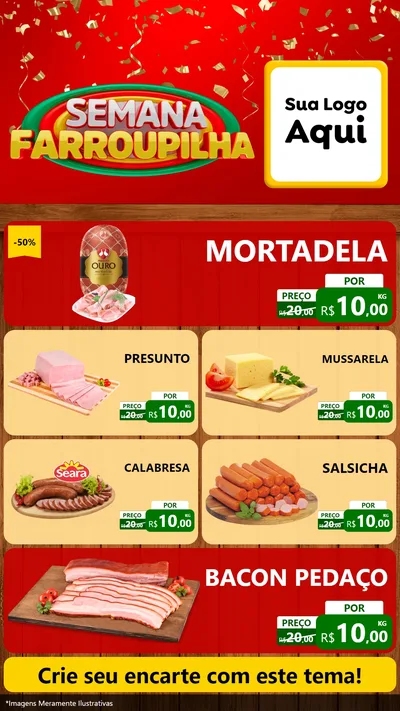 Modelo de TV para TV Vertical com o tema Semana Farroupilha para Frios e Laticínios