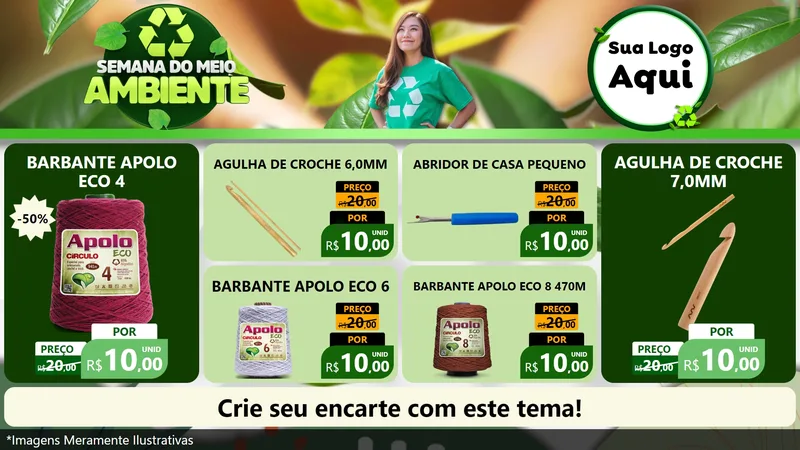 Modelo de TV para TV Horizontal com o tema Semana do Meio Ambiente para Armarinho e Aviamentos