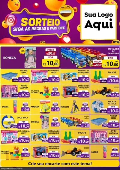 Modelo de Encarte para Encarte A4 Vertical com o tema Sorteio para Brinquedos