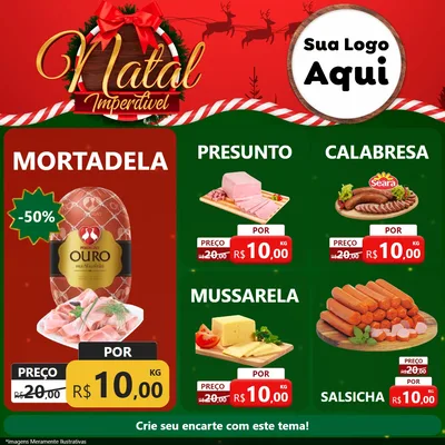 Modelo de Rede Social para Feed Facebook com o tema Natal Imperdível para Frios e Laticínios