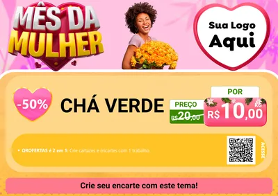 Modelo de Cartaz para Cartaz A4 Horizontal com o tema Mês da Mulher para Produtos Naturais